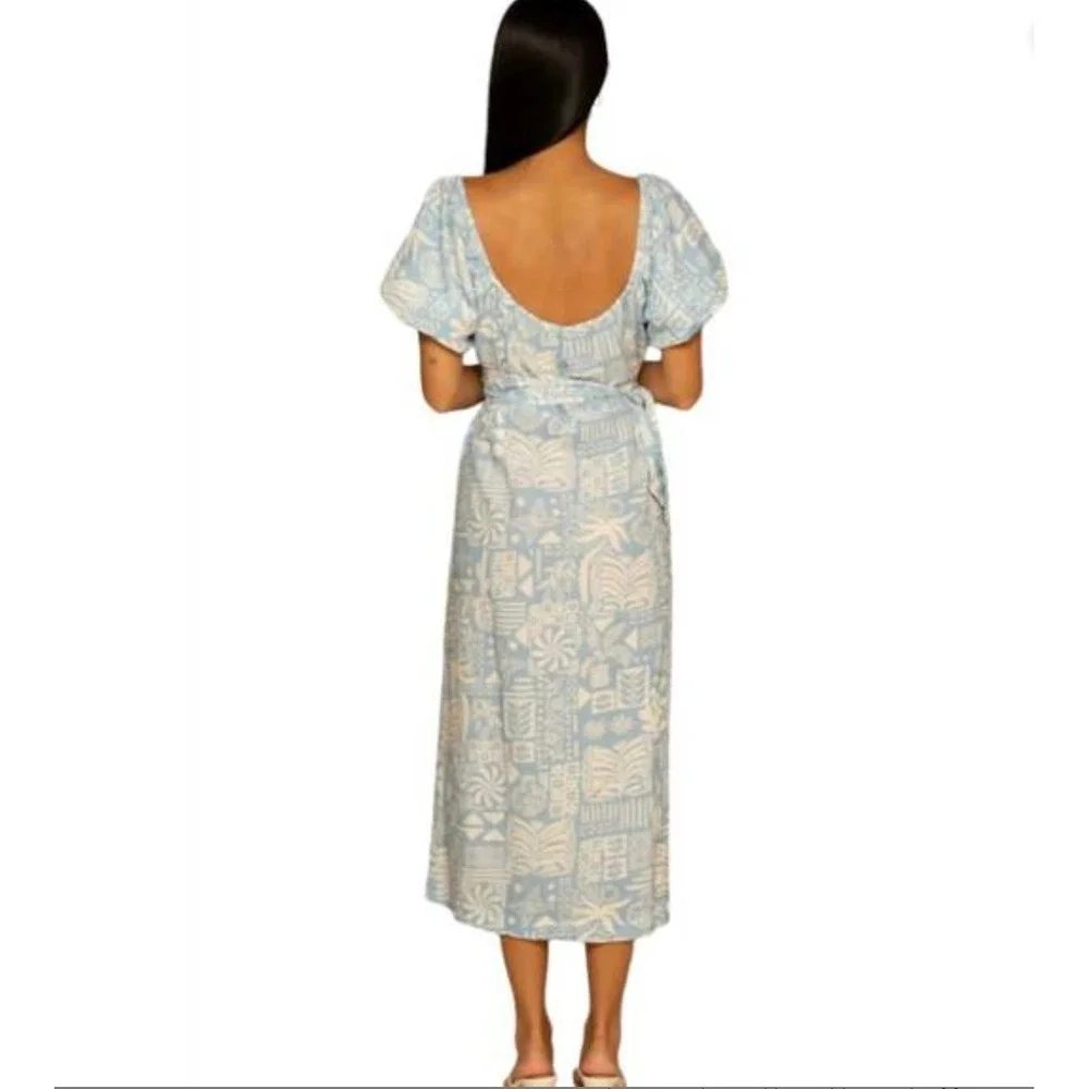SHORE winnie‎ wrap midi dress in caribbean